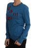 Dolce & Gabbana Blue Silk Love is Pullover Sweater